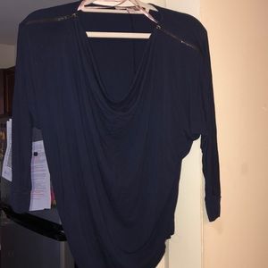 Forever 21 Royal Blue 3/4 Sleeve Scoop Neck Tope